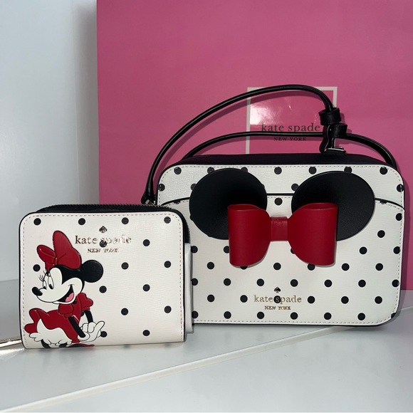NWT Disney x Kate spade Minnie Mouse camera bag & wallet - Picture 1 of 16